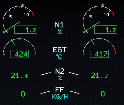 Engines N1 under 5 % Engines N1 under 5 %